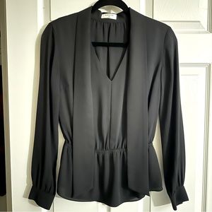 Babaton Black Long-Sleeve V-Neck Blouse